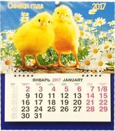 Календарь, Каро, малый на 2017г СГ Два цыплёнка в ромашках 230*260мм на спирали
