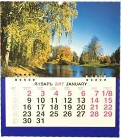 Календарь, Каро, малый на 2017г Природа Берёза у озера 230*260мм на спирали