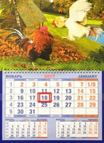 Календарь, Каро, Шорт на 2017г СГ Петушиный бой 310*420мм на спирали