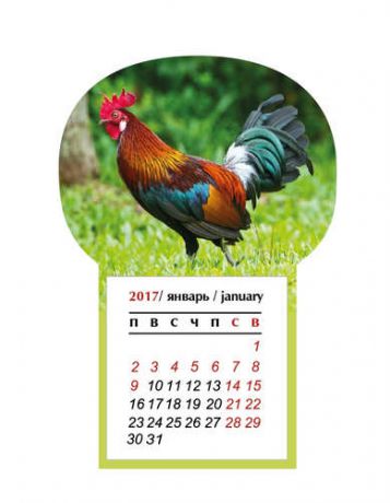 МИНИМАКС Календарь магнитный вырубной 2017 Петух на поляне