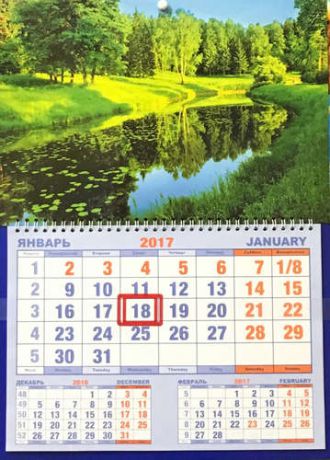 Календарь, Каро, Шорт на 2017г Природа"Родной пейзаж" 310*420мм на спирали