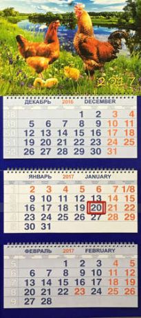 Календарь, Каро, Трио на 2017г СГ Семейка у реки 310*870мм 3-х блочный на спирали