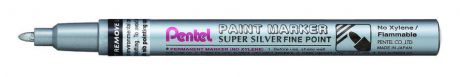 Маркер, Pentel Paint декоративный серебристый, круглый наконечник (макс 1,5мм), металлический корпус