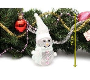 Сувенир, Миленд, Фигурка новогодняя, Снеговик в белом блестящем колпаке акриловая с подсветкой
