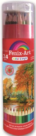 Карандаши цветные, 24 цв. Феникс+ Осень пластиковый корпус, шестигранная форма