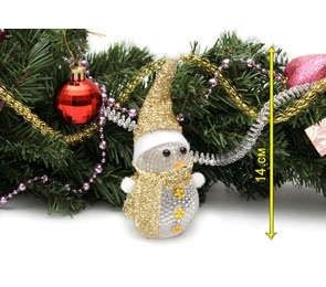 Сувенир, Миленд, Фигурка новогодняя, Снеговик в золотом блестящем колпаке акриловая с подсветкой