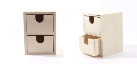 Набор для творчества Заготовка Комод деревянный с двумя ящиками с отверстиями (11*7,5*8)