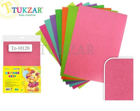 Набор для творчества, Tukzar, Набор цветного фетра Флуоресцентные цвета А4 8 листов, 8 цветов