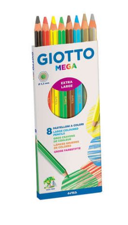 Карандаши, Набор 8 цв GIOTTO MEGA цветные карандаши гексагональной формы, утолщенные