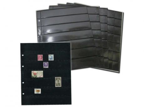 Комплект листов на черной основе двухсторонний для Марок и Бон 200*250мм на 7 ячеек, 5шт, КЛЧБ 7