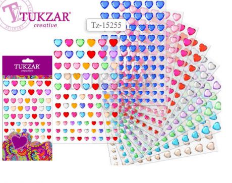 Набор для творчества, Tukzar, Наклейки-стразы акриловые Сердечки, 10*24см, 84шт