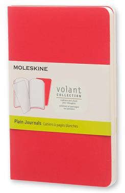 Тетрадь, 80стр (9*14см) нелинованная Moleskine "VOLANT POCKET" бордовая/красная, мягкая обложка, 2шт