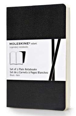 Тетрадь, 80стр (9*14см) нелинованная Moleskine "VOLANT POCKET" черная, мягкая обложка, 2шт