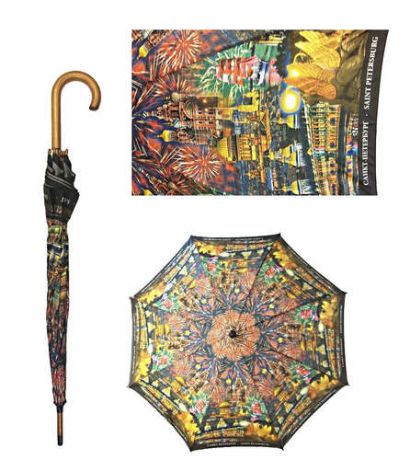 Зонт-трость Санкт-Петербург 90см Коллаж, цветной 1 клинный [00002]