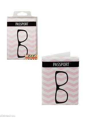 Обложка для паспорта Зигзаг розовый с очками (ПВХ бокс)