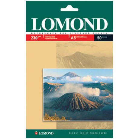 Бумага фото д/струйных принтеров LOMOND А5 (210*148) 230г/м2 (50л) глянцевая односторонняя