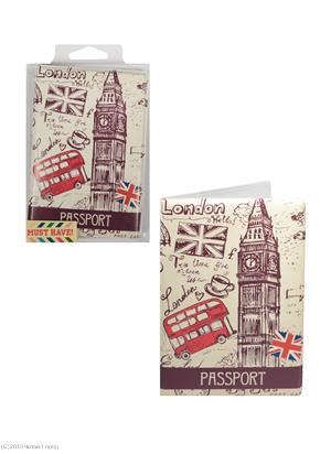 Обложка для паспорта London Зонтик шляпа усы (ПВХ бокс)