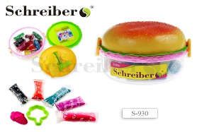 Набор для творчества, Schreiber, Набор теста для лепки Гамбургер 12 брусочков, 5 формочек