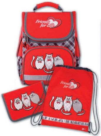 Набор для школьницы Три кота (ранец+пенал+мешок для обуви) в подарочной коробке 43266