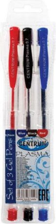 Ручка, гелевая, Centrum, "Plasma" набор 3шт. (черная+синяя+красная) в блистере 0,7мм 84988