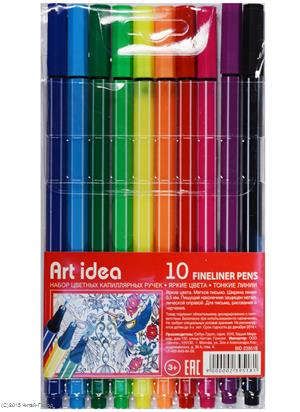 Ручки капиллярные 10цв 0,5мм, блистер, Art idea