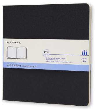Блокнот, 88л нелинованный 19*19см Moleskine Cahier sketch album черный, обложка картон