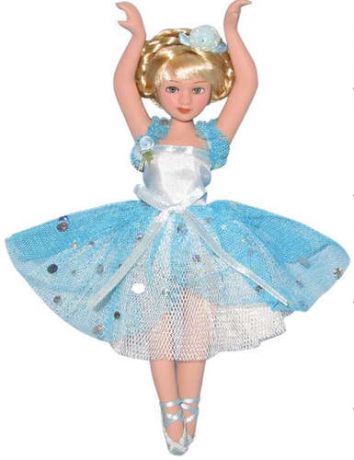 Сувенир, АКМ, Кукла фарфоровая Балерина в св.голубом наряде 8 H-8408D
