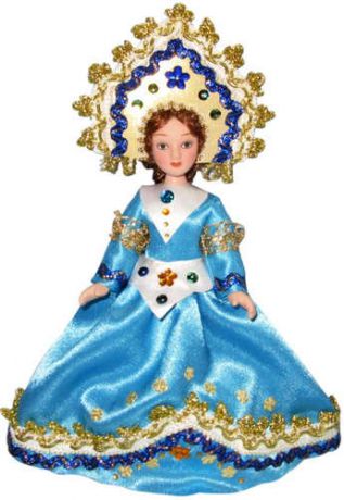 Сувенир, АКМ, Кукла фарфоровая в голубом сарафане 7,5 H-9938