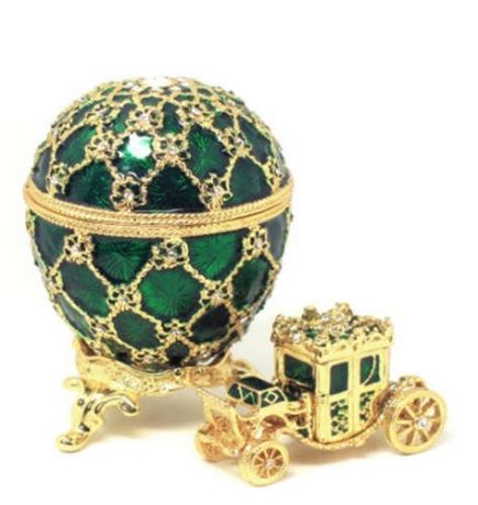 Сувенир, АКМ, Faberge Яйцо С каретой среднее зеленое JD0725A-4+JD0767-4