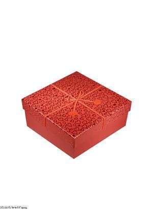 Коробка подарочная Фетровые сердечки розовая 15*15*7см, декор.бант, тиснение, картон, Хансиб