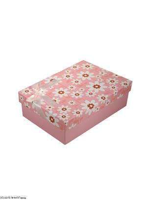 Коробка подарочная Ромашки розовая 20*13*6см, декор. бант, картон, Хансибэг