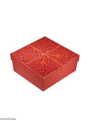 Коробка подарочная Фетровые сердечки розовая 18*18*9см, декор.бант, тиснение, картон, Хансиб