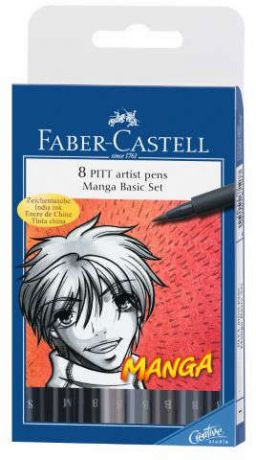 Ручка, капиллярная, Набор 8 цв. Faber-Castell "PITT artist pen "Manga basic set" в блистере 167107