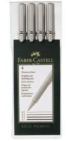 Ручка капиллярная Faber-Castell ECCO PIGMENT 4шт., 0,1/3,5,7мм, в пластмассовом пенале