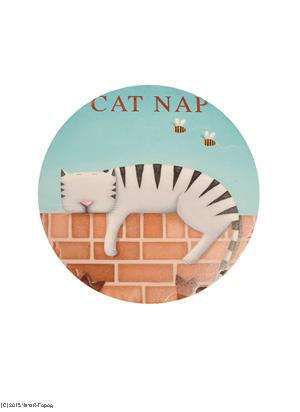 Подставка под кружку Спящий кот (круглая с рельефными краями) (11см)