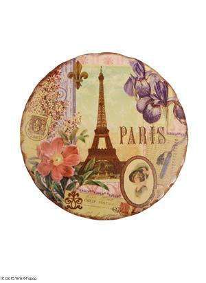 Подставка под кружку Париж с цветами (круглая с рельефными краями) (11см)