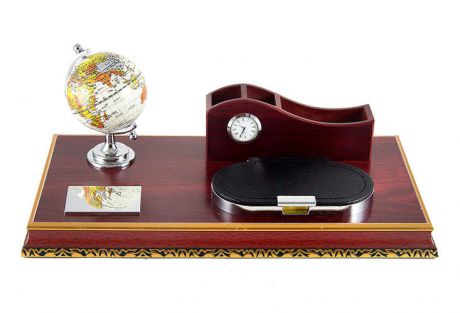 Сувенир, Настольный набор Глобус: часы, подставка под ручки, подставка под бумагу для записей
