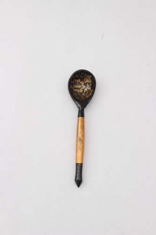 Сувенир, Деревянная ложка чайная "Золотая роспись" черная Т-6165-7102ч