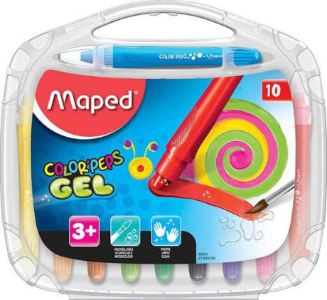 Мелки гелевые 10цв. Maped COLOR PEPS в пластиковой коробке