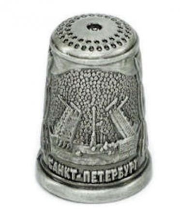 Сувенир, Наперсток "Мед.Всадник-Мост" металл, серебро 11-141с