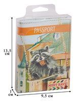 Обложка для паспорта Енот на качелях (кожа) (ПВХ бокс) (ОК2017-09)