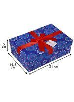 Коробка подарочная Снежинки 14,5*21*5*7,5см, декор. бант, картон, Хансибэг