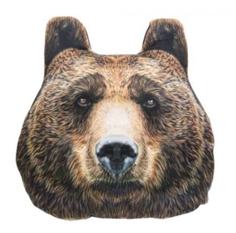 Сувенир, GiftnHome Подголовник Медведь 30*32см, атлас, наполнитель холлофайбер Auto-FACE Grizli