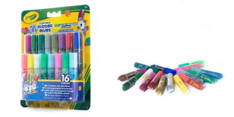 Набор клея с блестками,Crayola 16 мини-тюбиков, блистер с европодвесом 69-4200