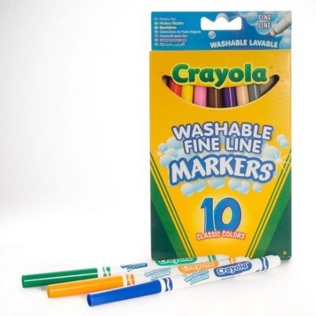 Набор тонких фломастеров (маркеры), Crayola 10цв., коробка с европодвесом 58-7866