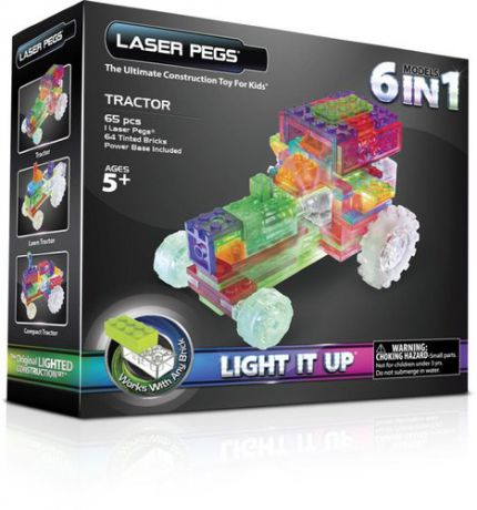 Конструктор пластиковый Laser Pegs Набор 6 в 1 Трактор 66эл.