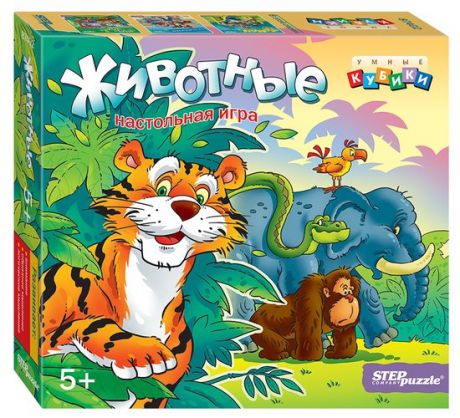 Игра, Step puzzle Развивающая игра Животные (Умные кубики) 87402
