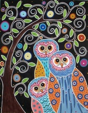 Набор для творчества, Картина цветным песком Совы на дереве, Карлы Жерар 30*40см