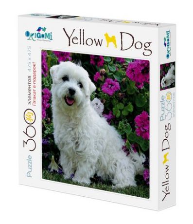 Пазл Оригами, Yellow dog Собаки. Собачка и цветы 360эл., (470х470)+плакат 03468