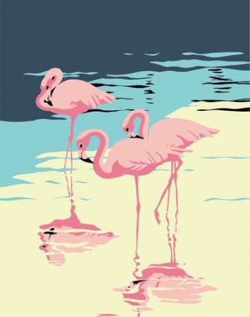 Набор для творчества, Артвентура, Раскраска по номерам Три фламинго (холст на картоне, 21х29.7см) MINIA40131